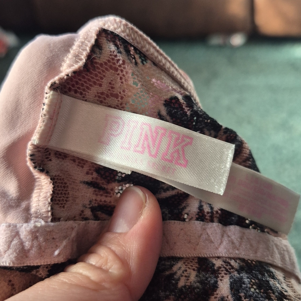 Pink Victoria's Secret Floral Lace Bralette Pink Tropical Large - Picture 10 of 13